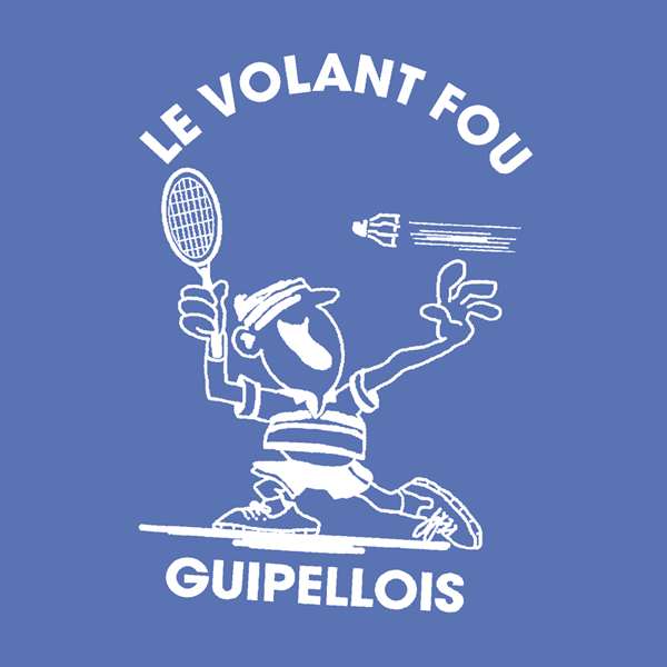 le volant fou guipellois 40x40 blanc sur bleu azur